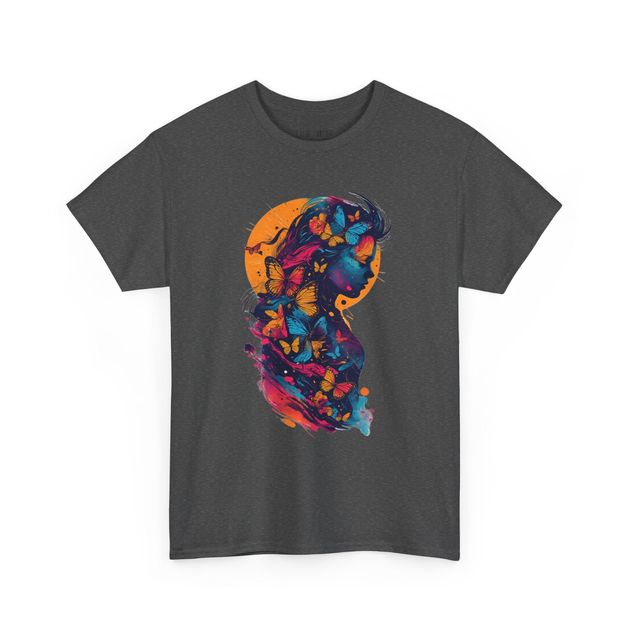 Butterfly Silhouette Graphic Tee — Colorful Maternity Profile Design