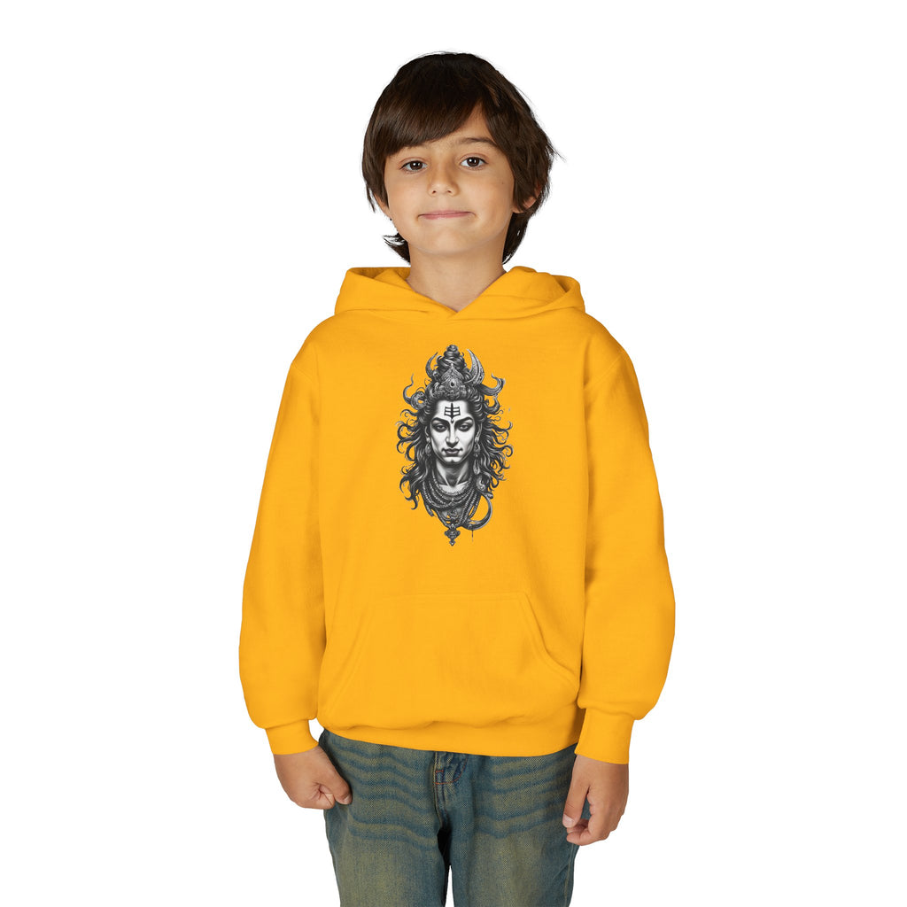 Shiva Illustration Youth Hoodie — Mystical Hindu God Graphic Pullover
