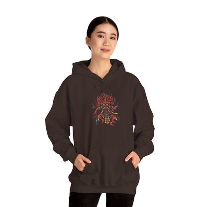 Demonic Oni Mask Hoodie — Japanese Demon Illustration Sweatshirt