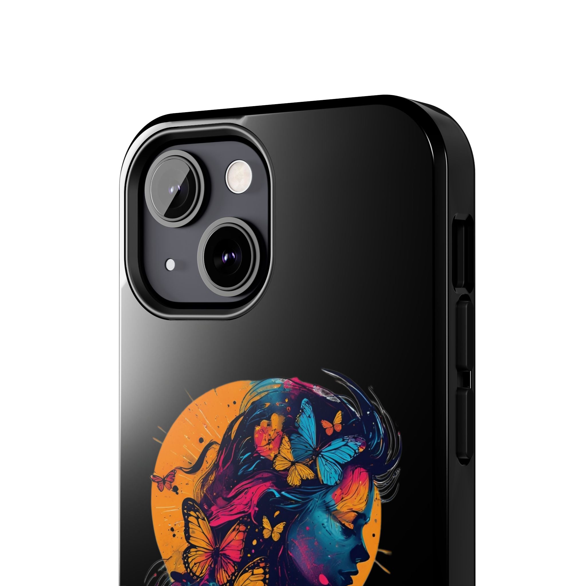 Butterfly Silhouette Tough Phone Case — Colorful Woman Art Protective Cover