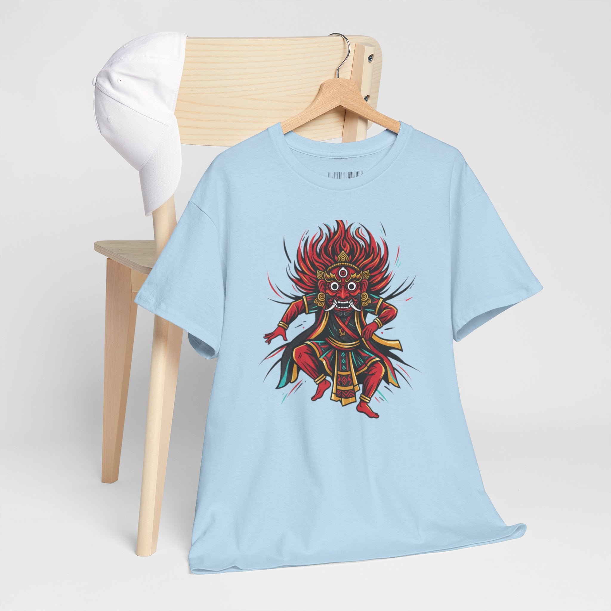 T-Shirt — Fierce Red Oni Demon Graphic Tee (Mythic Japanese Mask Design)