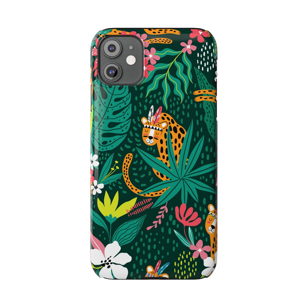 Slim Phone Case — Tropical Jungle Leopard Floral Pattern (Slim Protective Phone Cover)