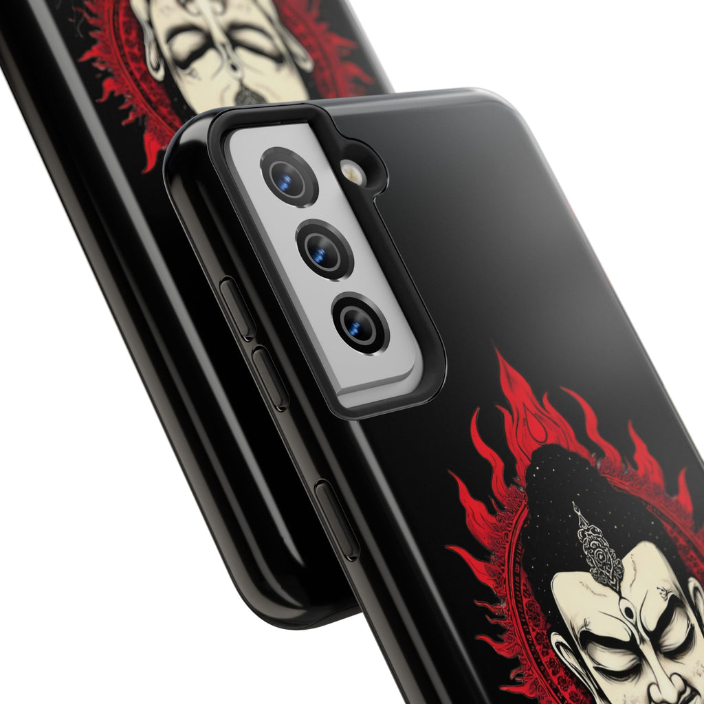 Meditative Buddha Tough Phone Case — Red Flame Zen Protection