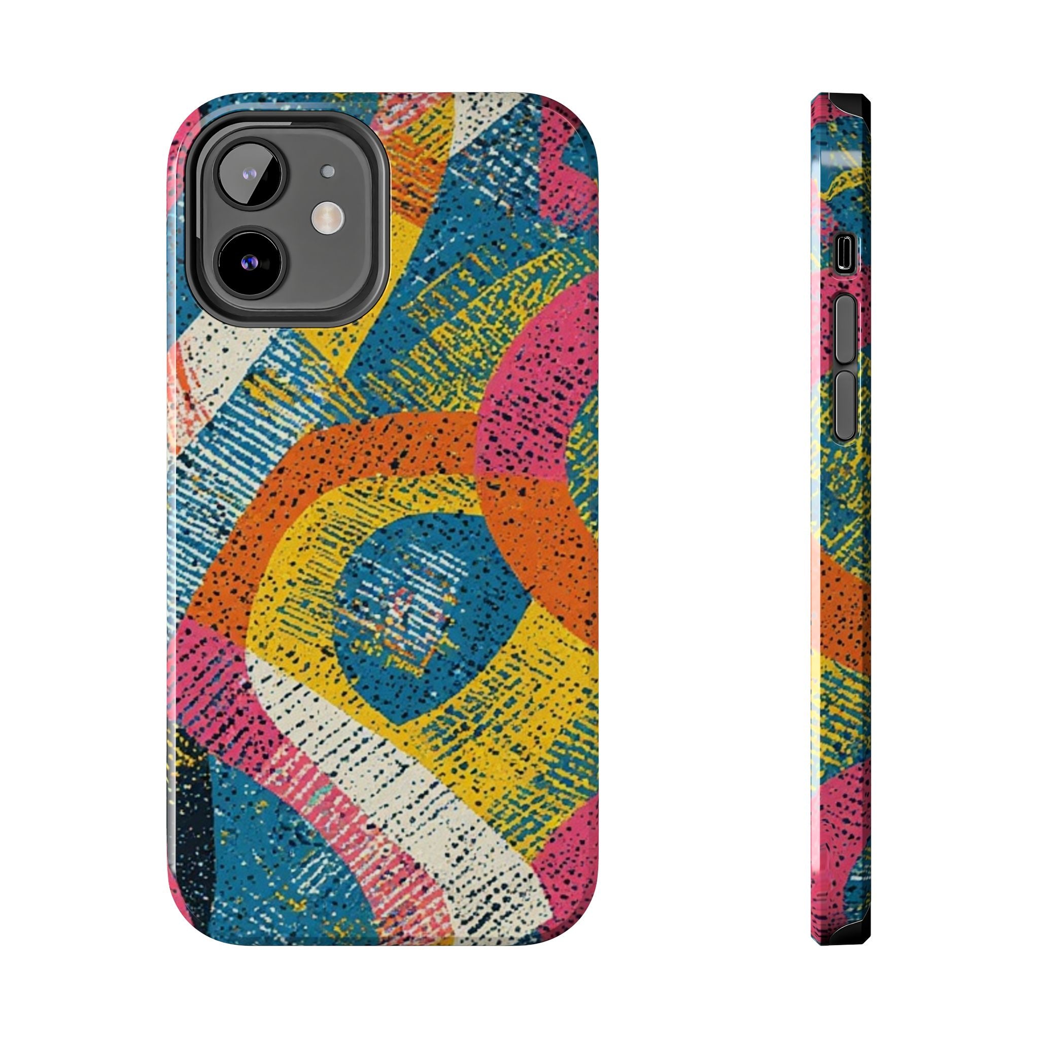 Bold Retro Abstract Tough Phone Case — Colorful Geometric Protective Cover