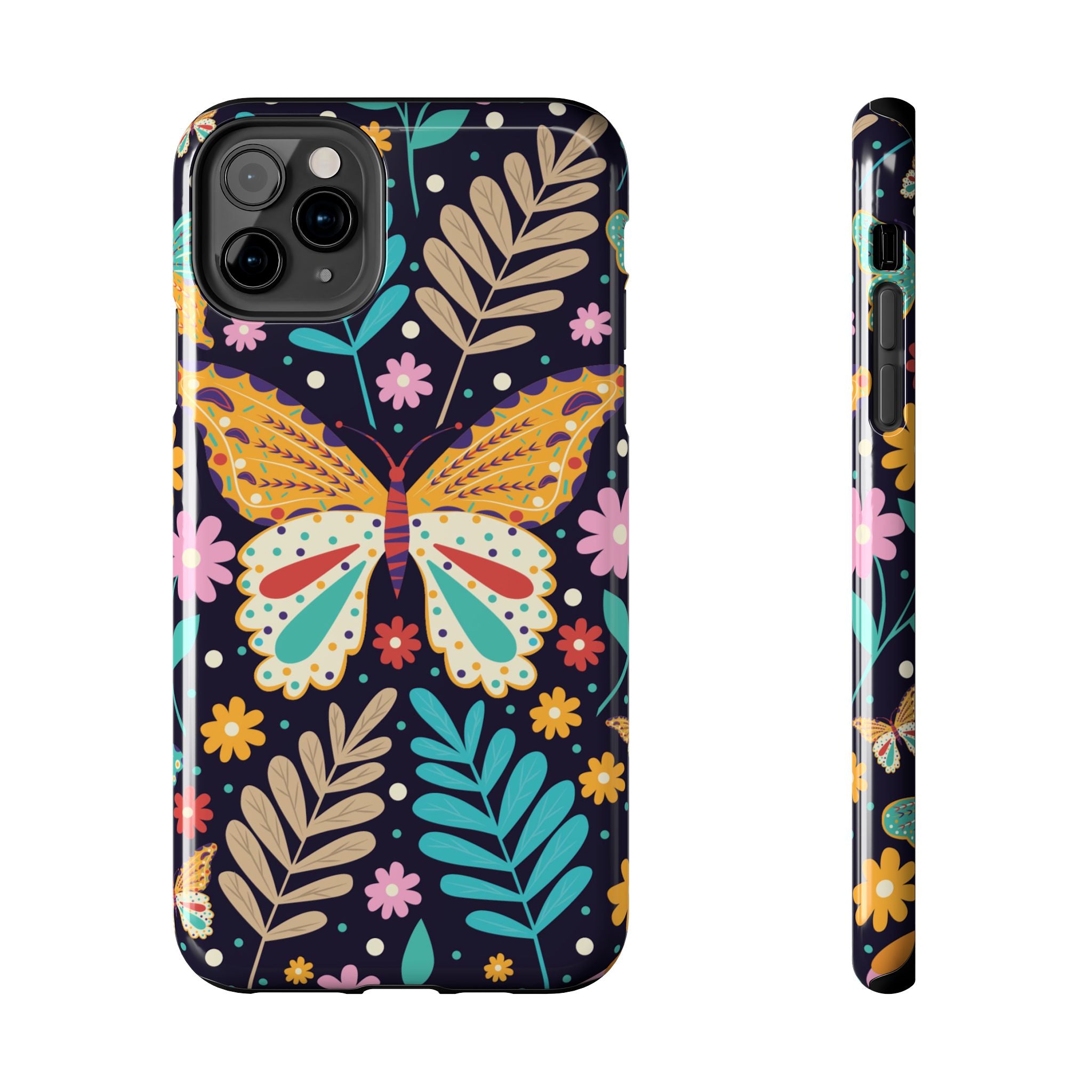 Floral Butterfly Tough Phone Case — Colorful Garden Protective Cover