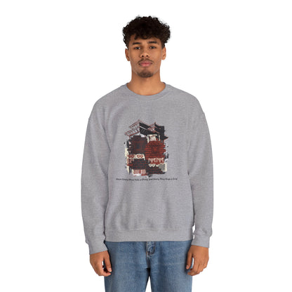 Crewneck Sweatshirt — Vintage Camper Roadtrip Illustration ("Where's Every Place I’ve Been, and Every Place I’m Going")