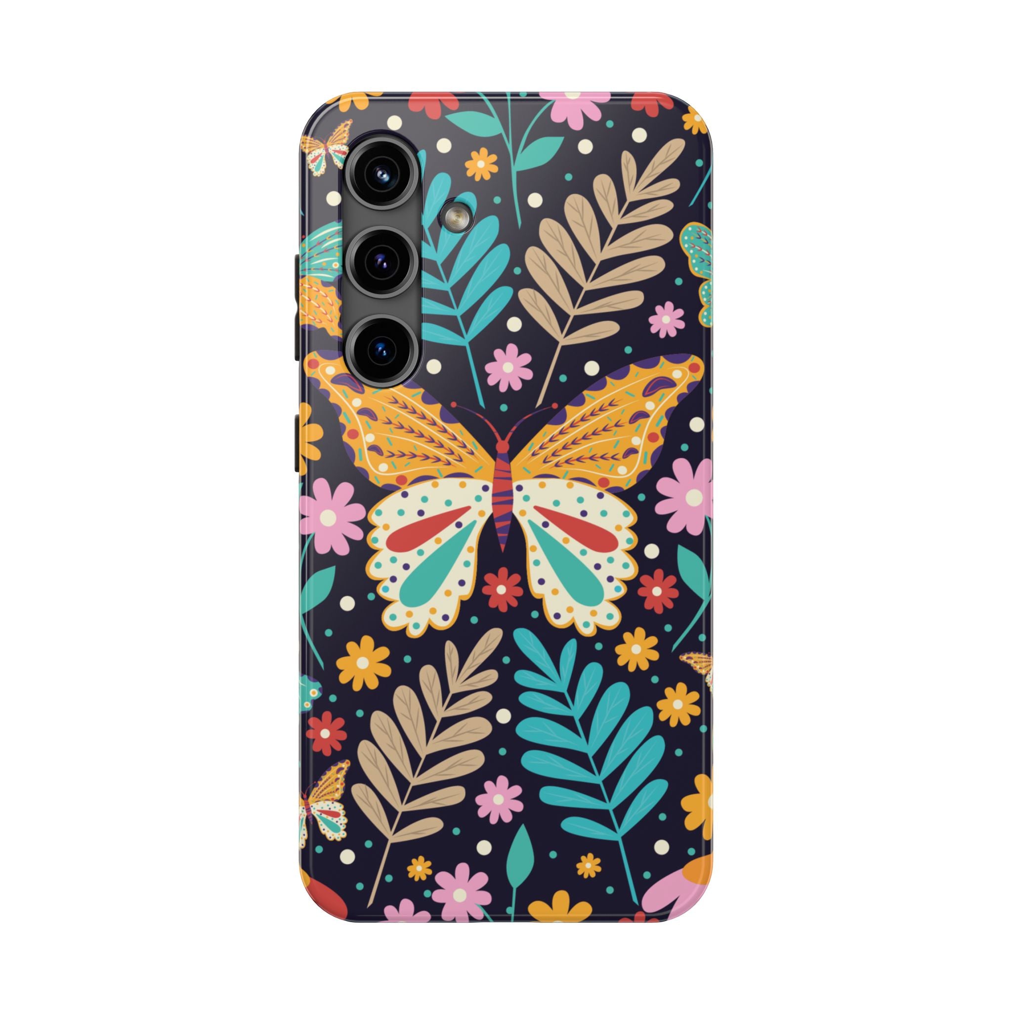Floral Butterfly Tough Phone Case — Colorful Garden Protective Cover