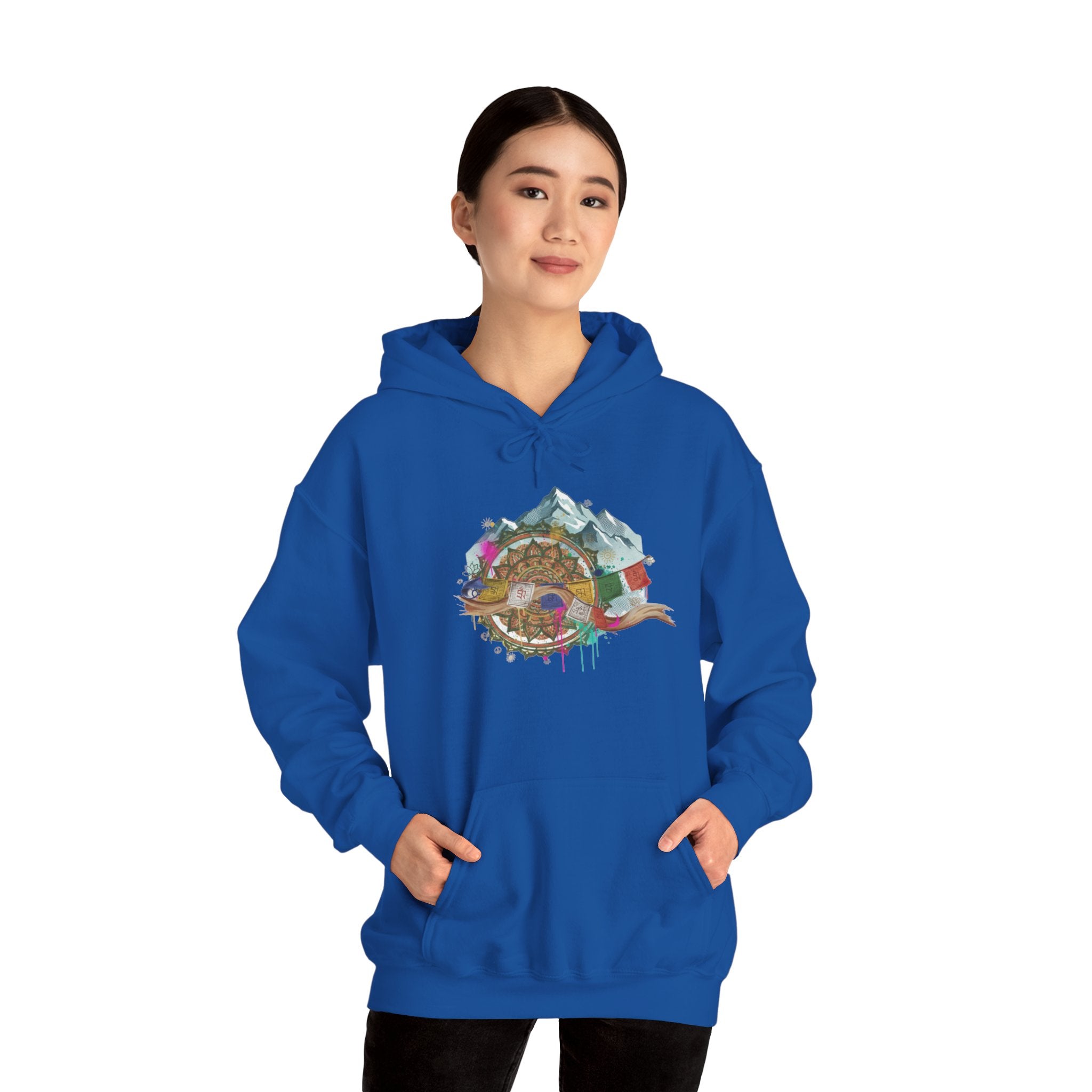 Adventure Landscape Hoodie — Cozy Mountain & Cabin Graphic Sweatshirt