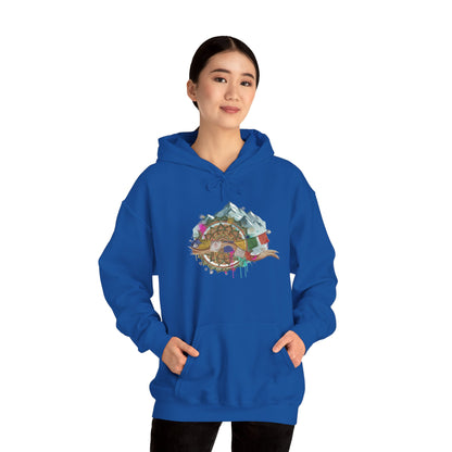 Adventure Landscape Hoodie — Cozy Mountain & Cabin Graphic Sweatshirt