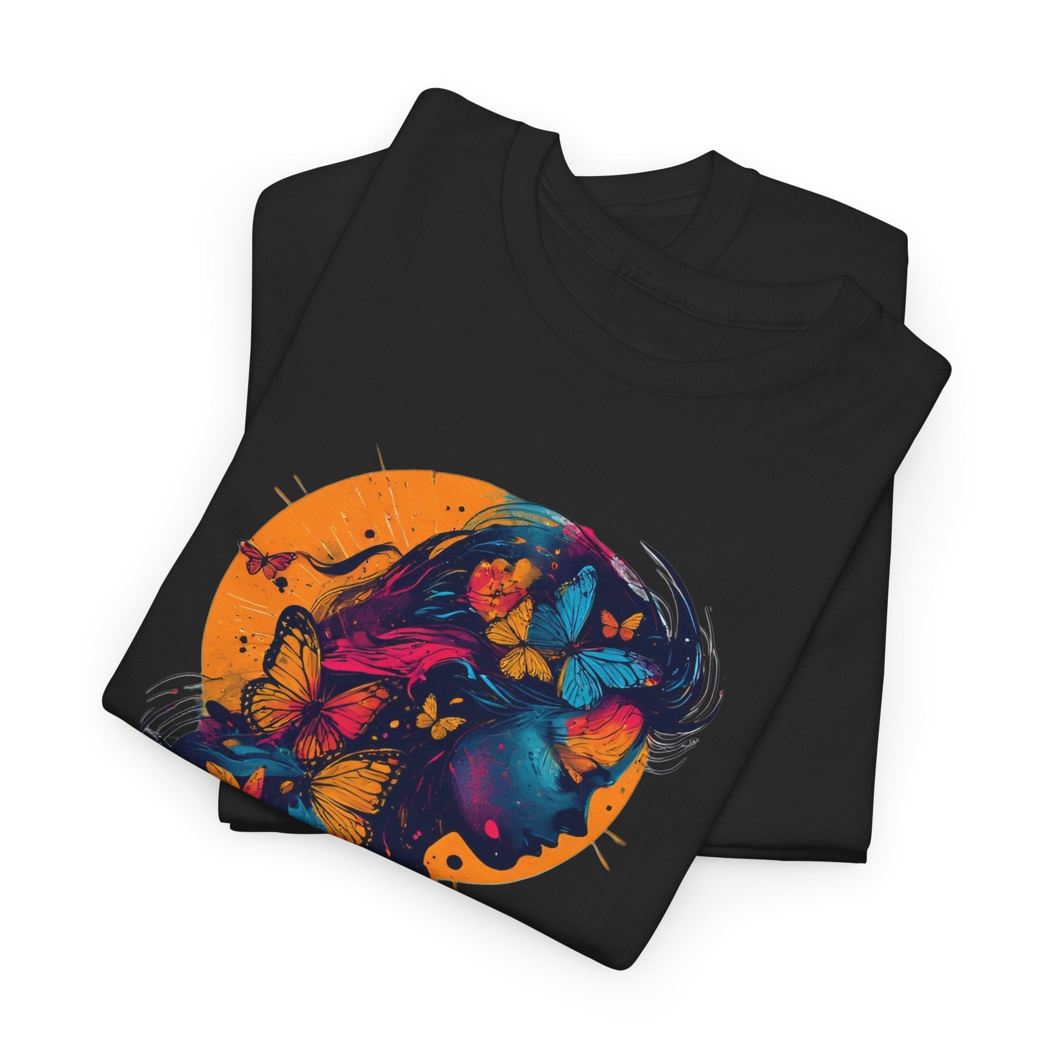 Butterfly Silhouette Graphic Tee — Colorful Maternity Profile Design