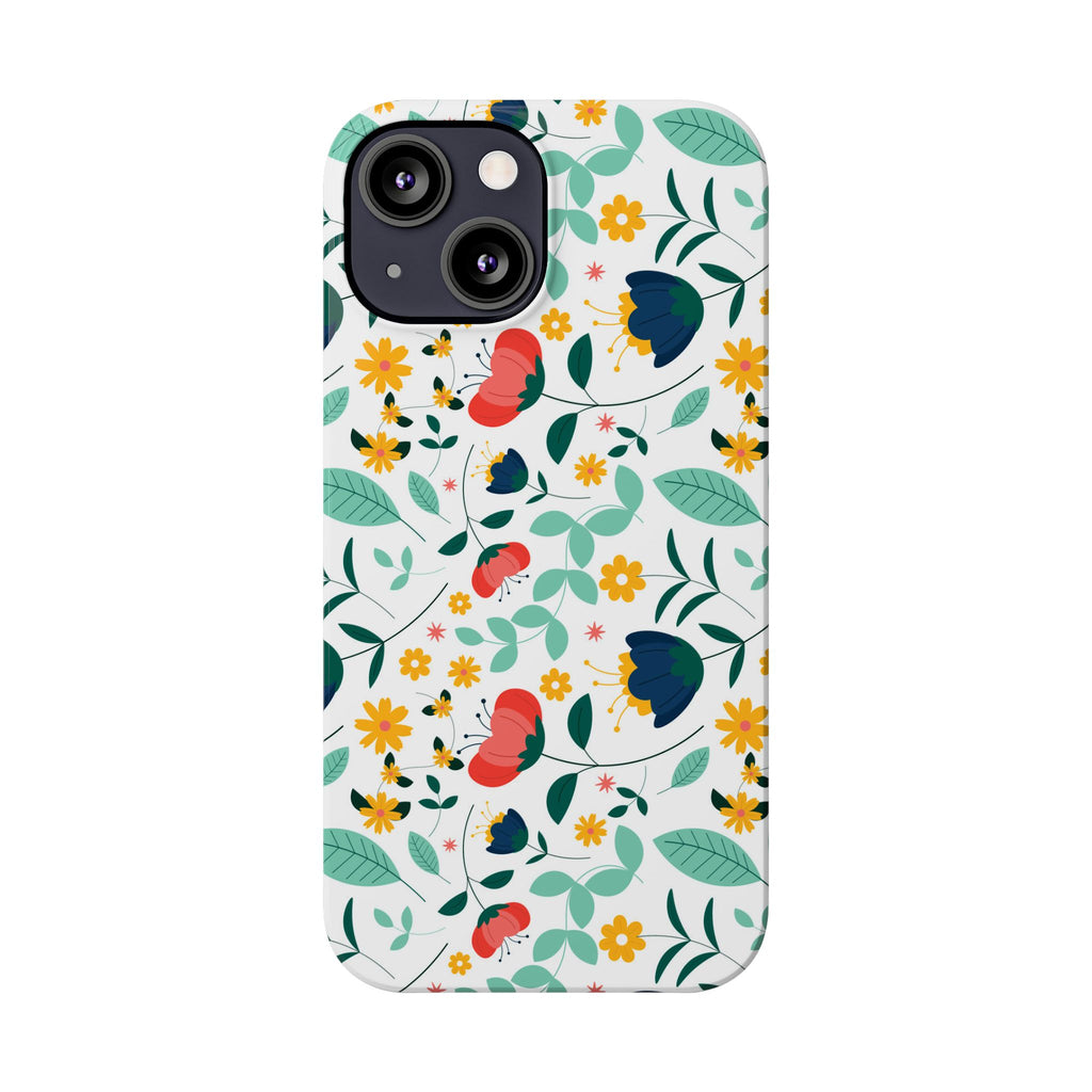 Floral Slim Phone Case — Colorful Folk Flower Pattern