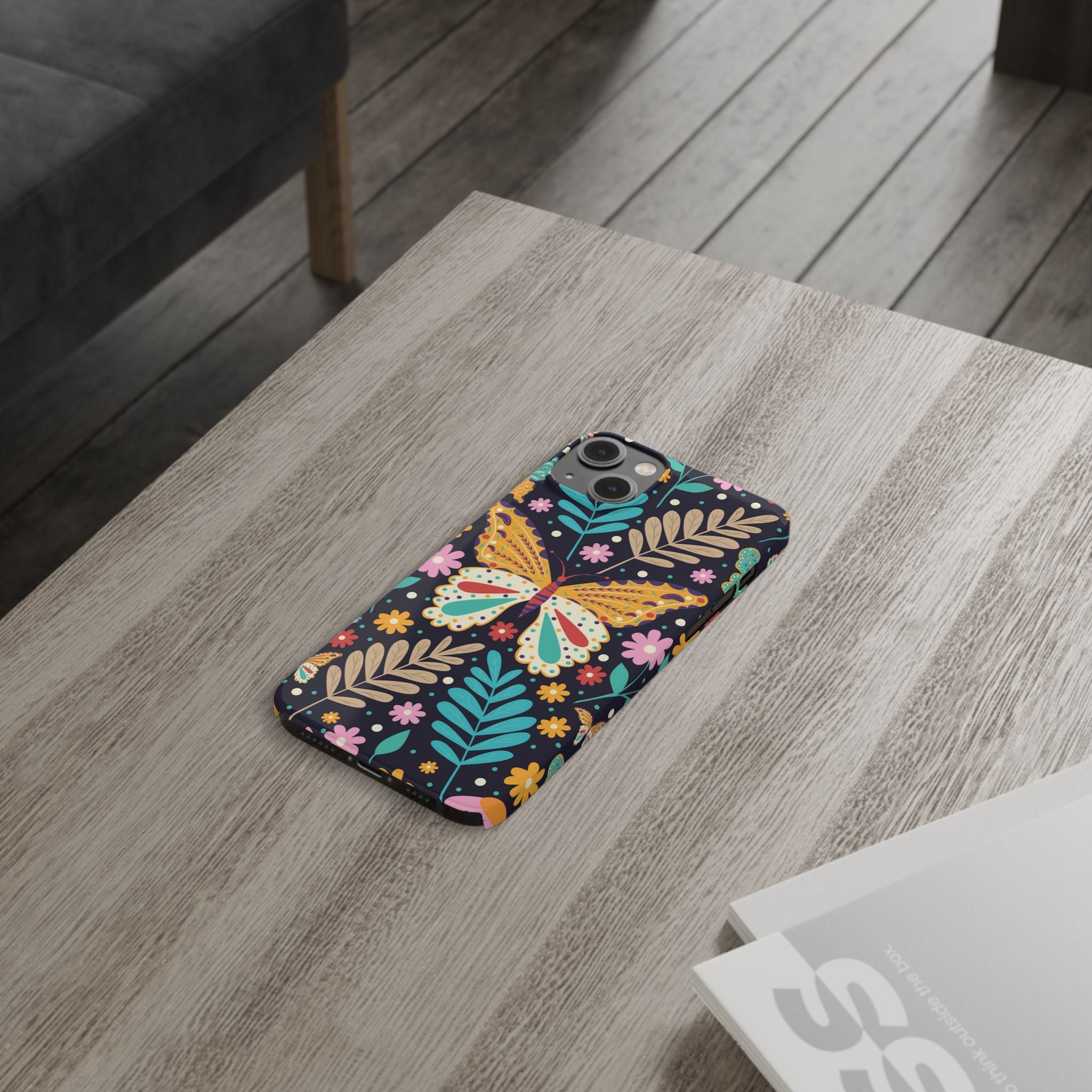Butterfly Floral Slim Phone Case — Colorful Boho Garden Design