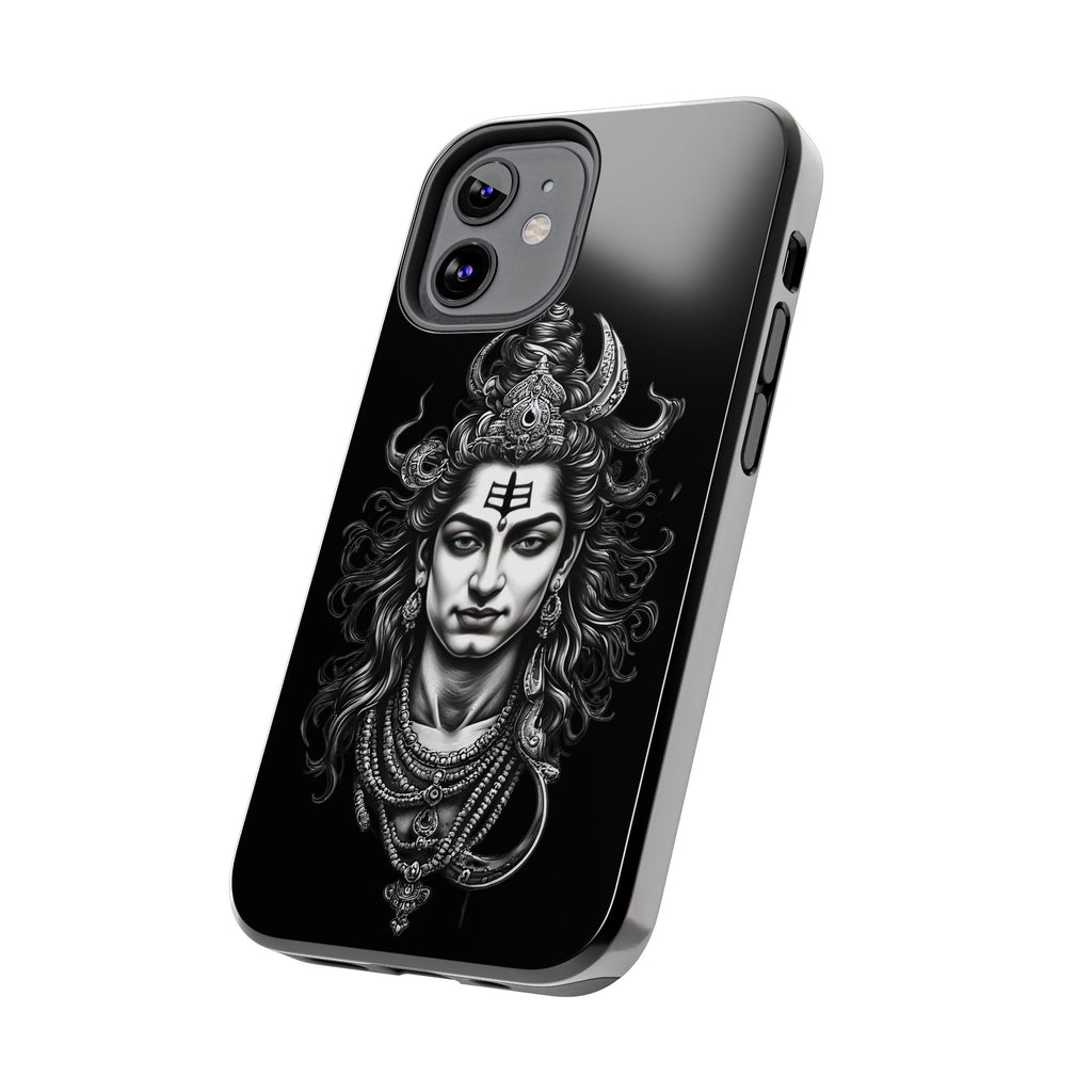 Phone Case — Intricate Lord Shiva Illustration on Black Tough Case