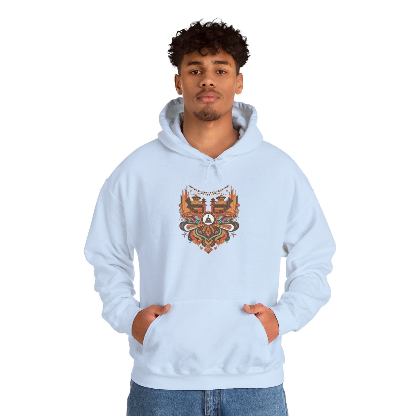 Spiritual Mandala Buddha Hoodie — Colorful Meditation Graphic Sweatshirt