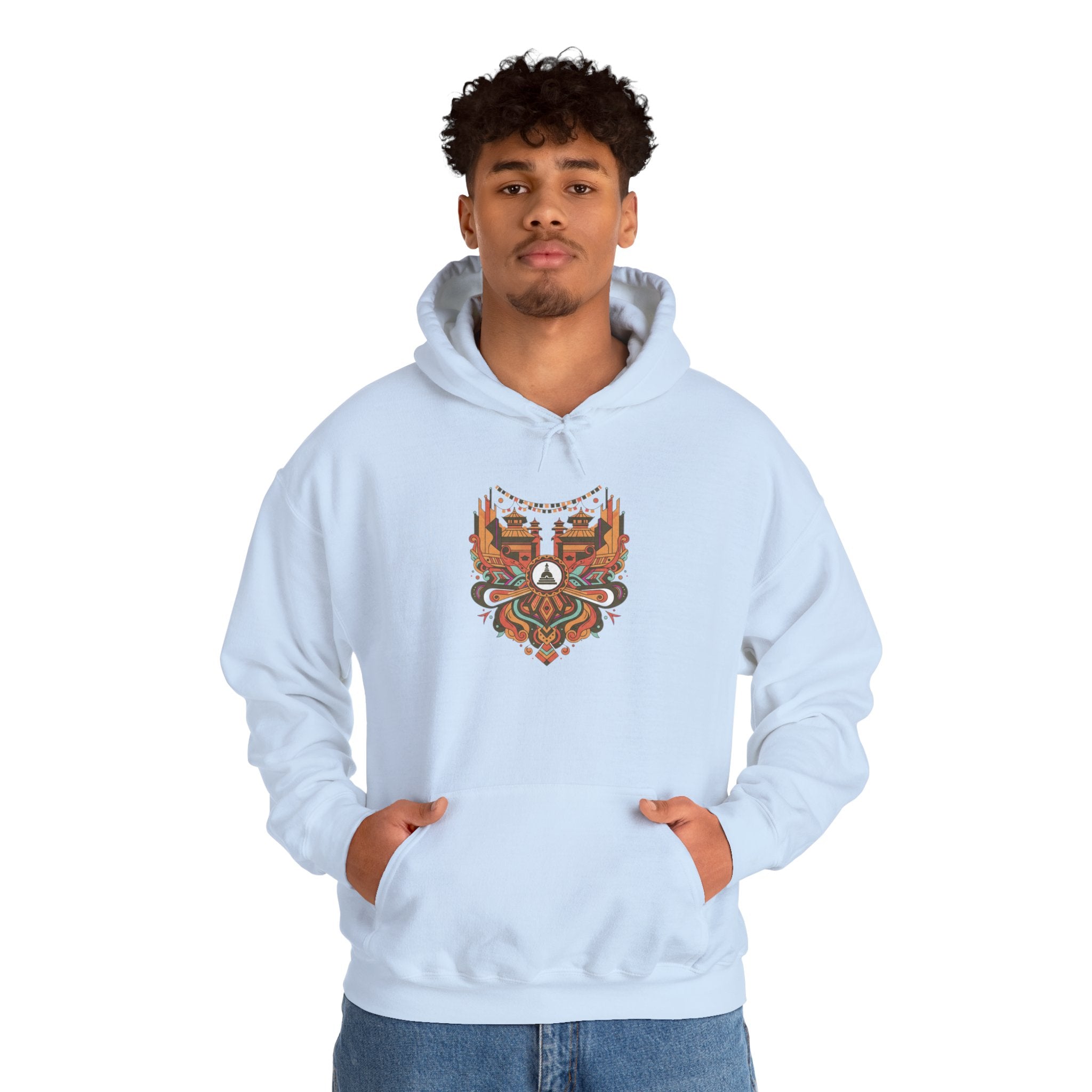 Spiritual Mandala Buddha Hoodie — Colorful Meditation Graphic Sweatshirt