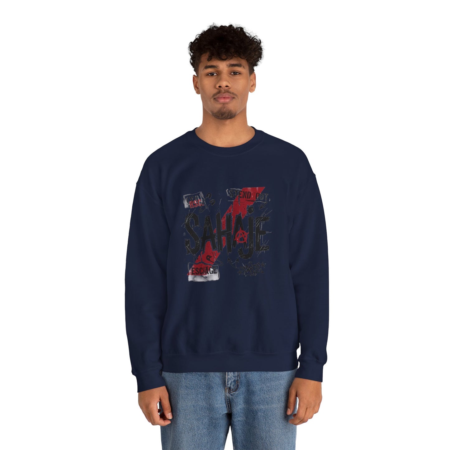 Sahaje Graphic Crewneck Sweatshirt – Streetwear Logo Pullover