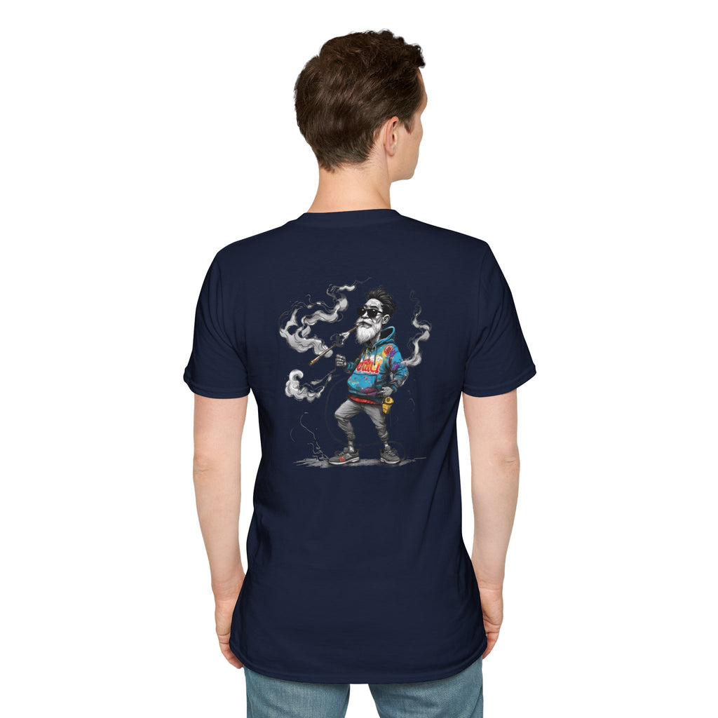Cartoon T-Shirt – Funny Old Man Smoking Street Graphic Tee, Anti-Smoking Awareness Shirt