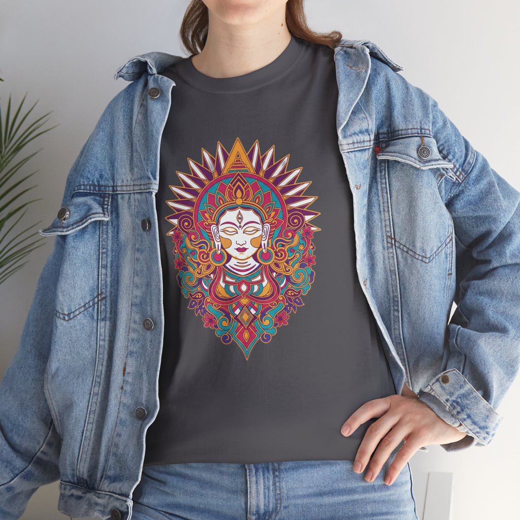 Spiritual Goddess Sun Mandala Tee — Colorful Boho Yoga T‑Shirt