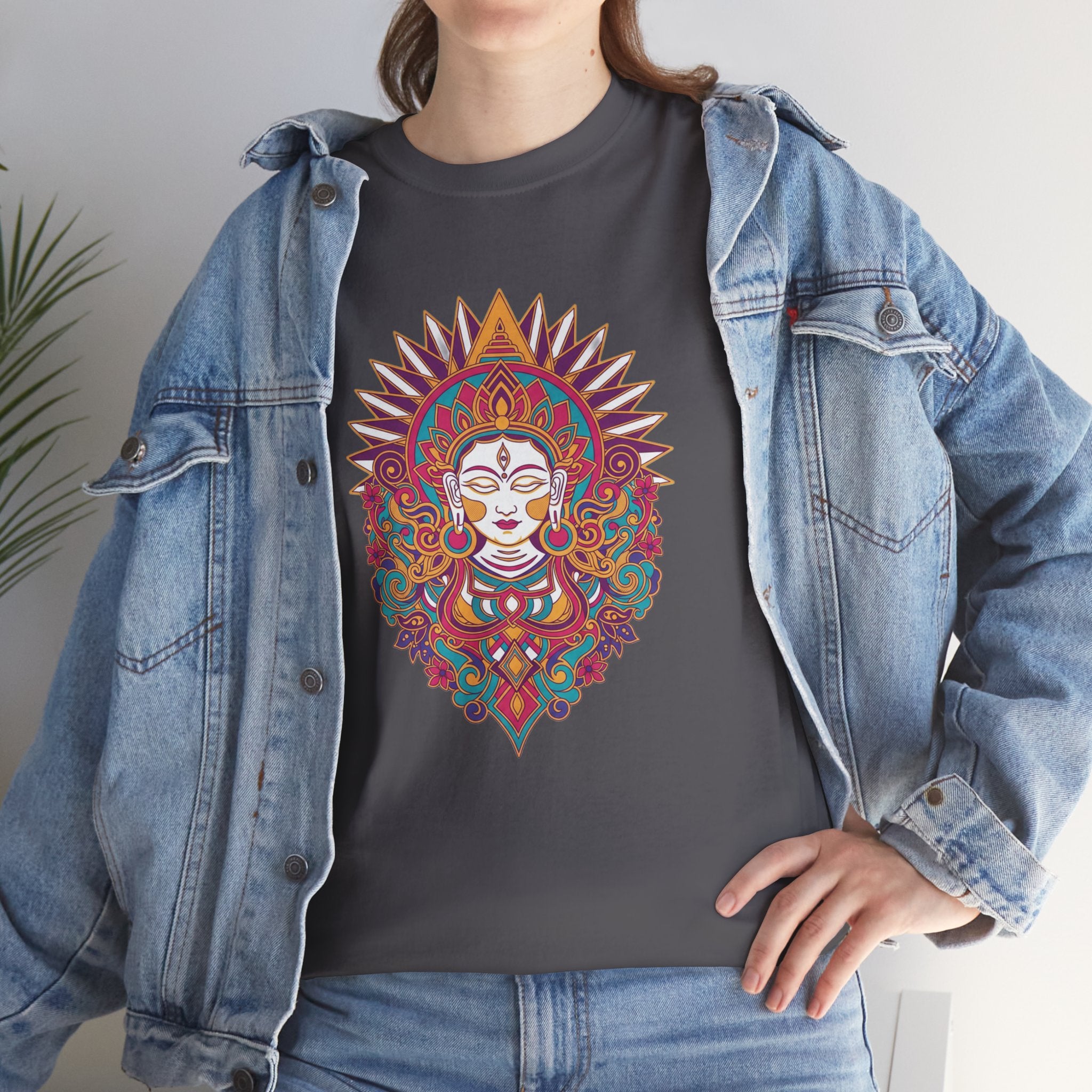 Spiritual Goddess Sun Mandala Tee — Colorful Boho Yoga T‑Shirt