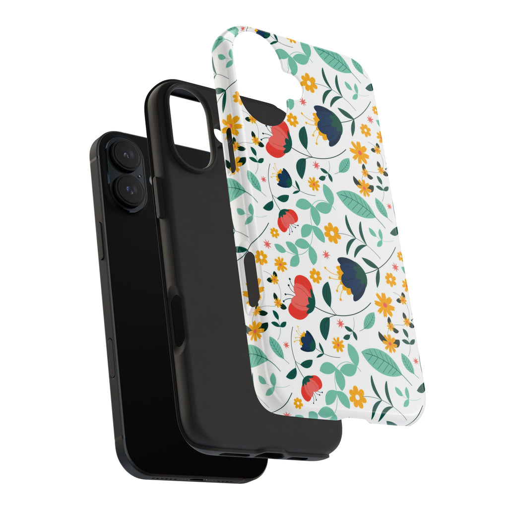 Floral Pattern Tough Phone Case — Colorful Spring Flowers Phone Cover