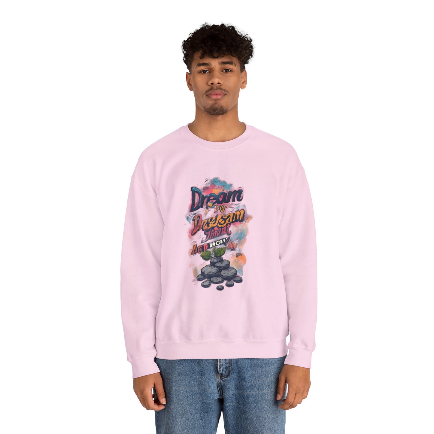 Dream Big Crewneck Sweatshirt — "Dream, Design, Draw" Inspirational Graphic