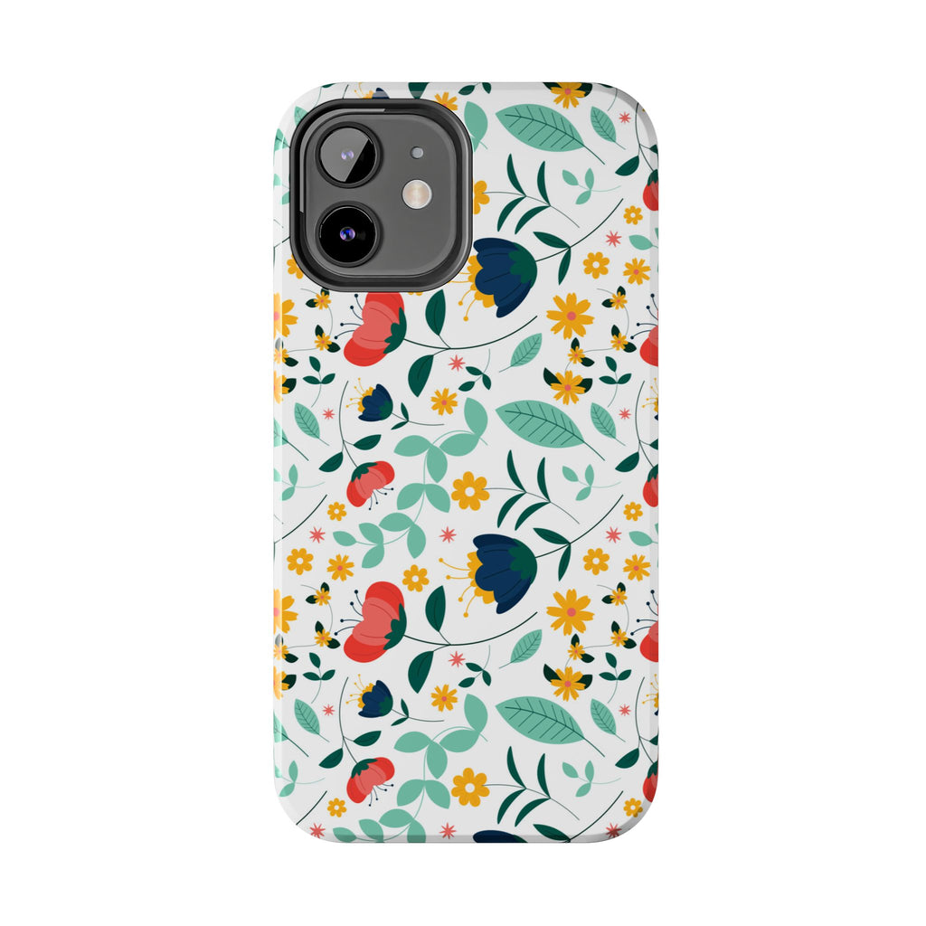 Floral Pattern Tough Phone Case — Colorful Spring Flowers Phone Cover