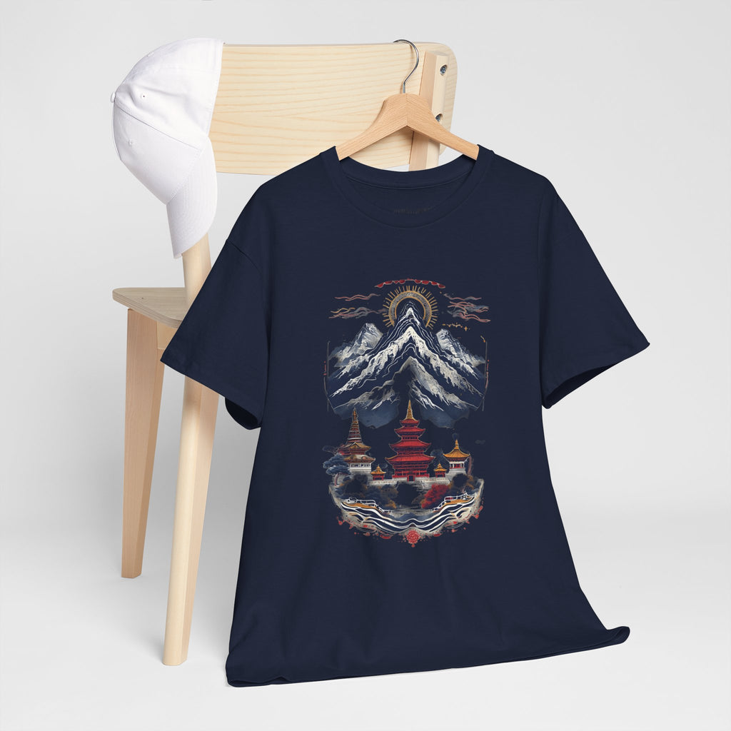 Japanese Mountain Pagoda T-Shirt — Zen Temple Landscape Tee