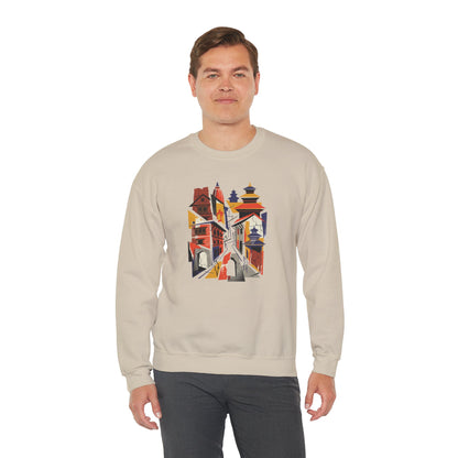 Crewneck Sweatshirt — Abstract Cityscape Graphic (Colorful Architectural Illustration)