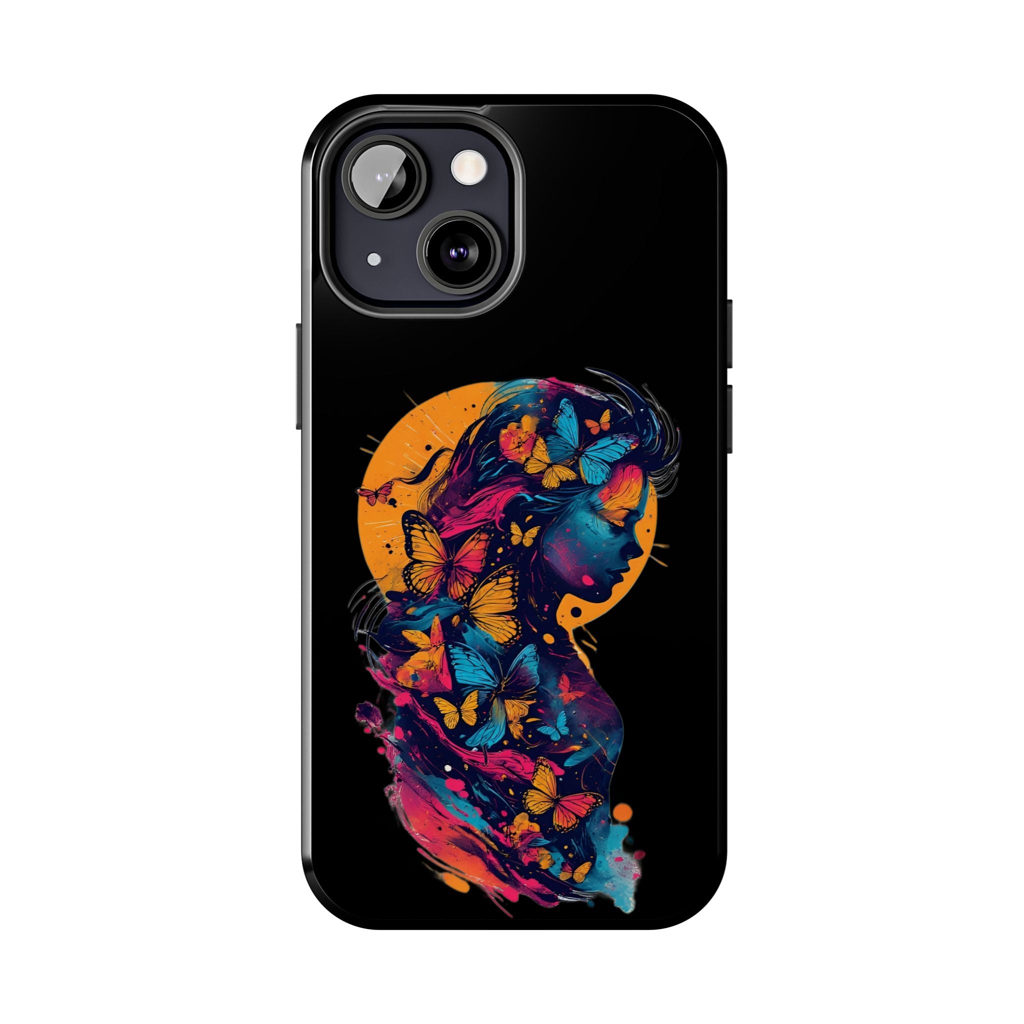 Butterfly Silhouette Tough Phone Case — Colorful Woman Art Protective Cover