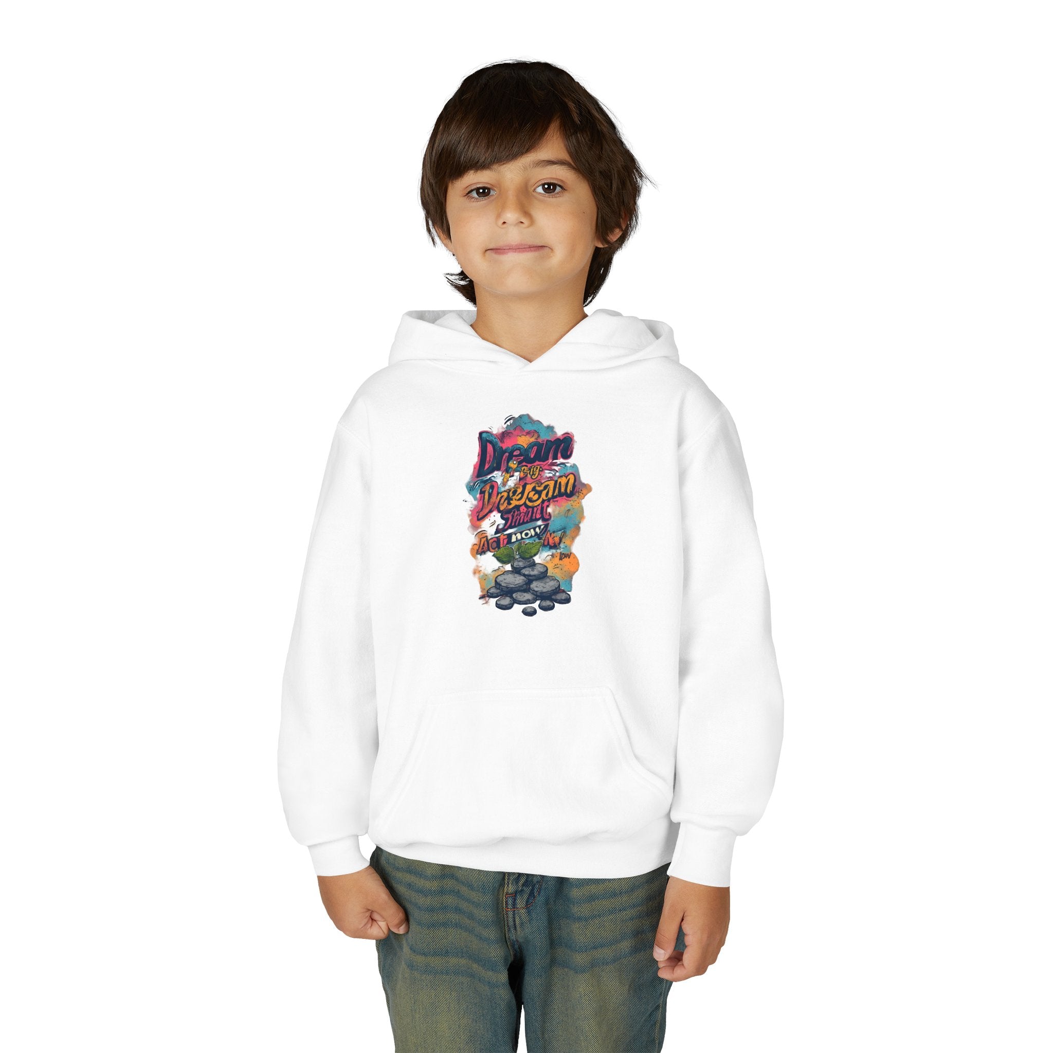 Dream Chasin' Youth Hoodie — Colorful Motivational Graphic Hoodie