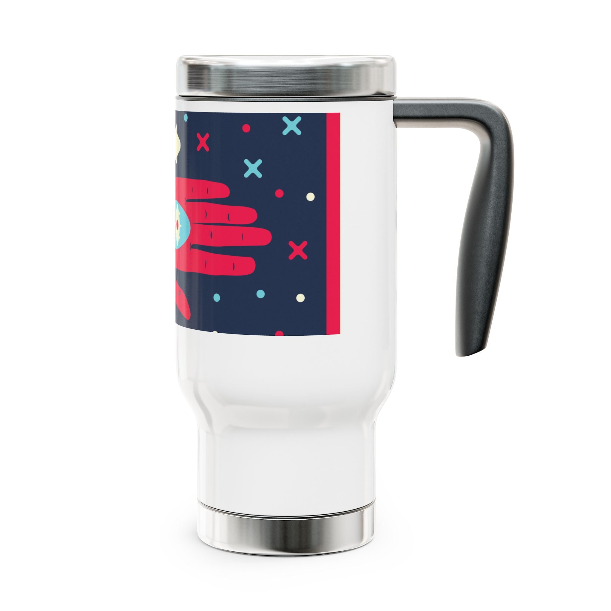 Vibrant Snake Design Travel Mug with Handle, Travel Coffee Cup, Artsy Gift for Her, Unique Drinkware, Camping Accessories, Road Trip [...]