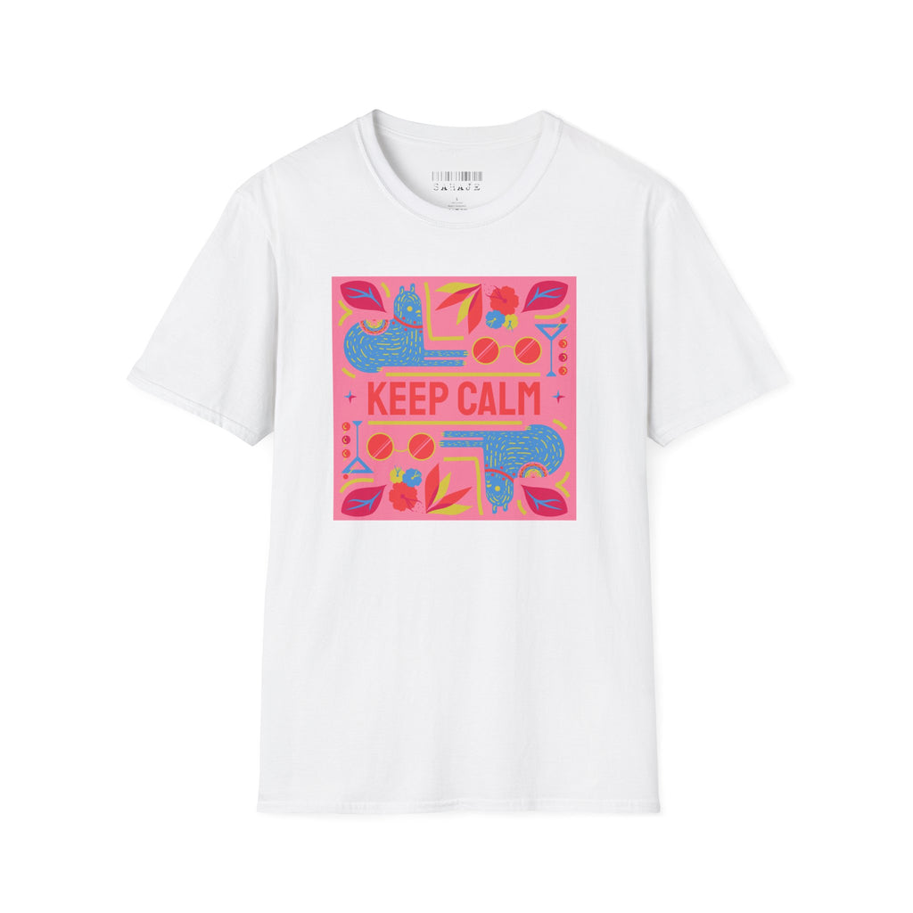 Keep Calm Retro Floral T-Shirt — Bright Pink Graphic Tee