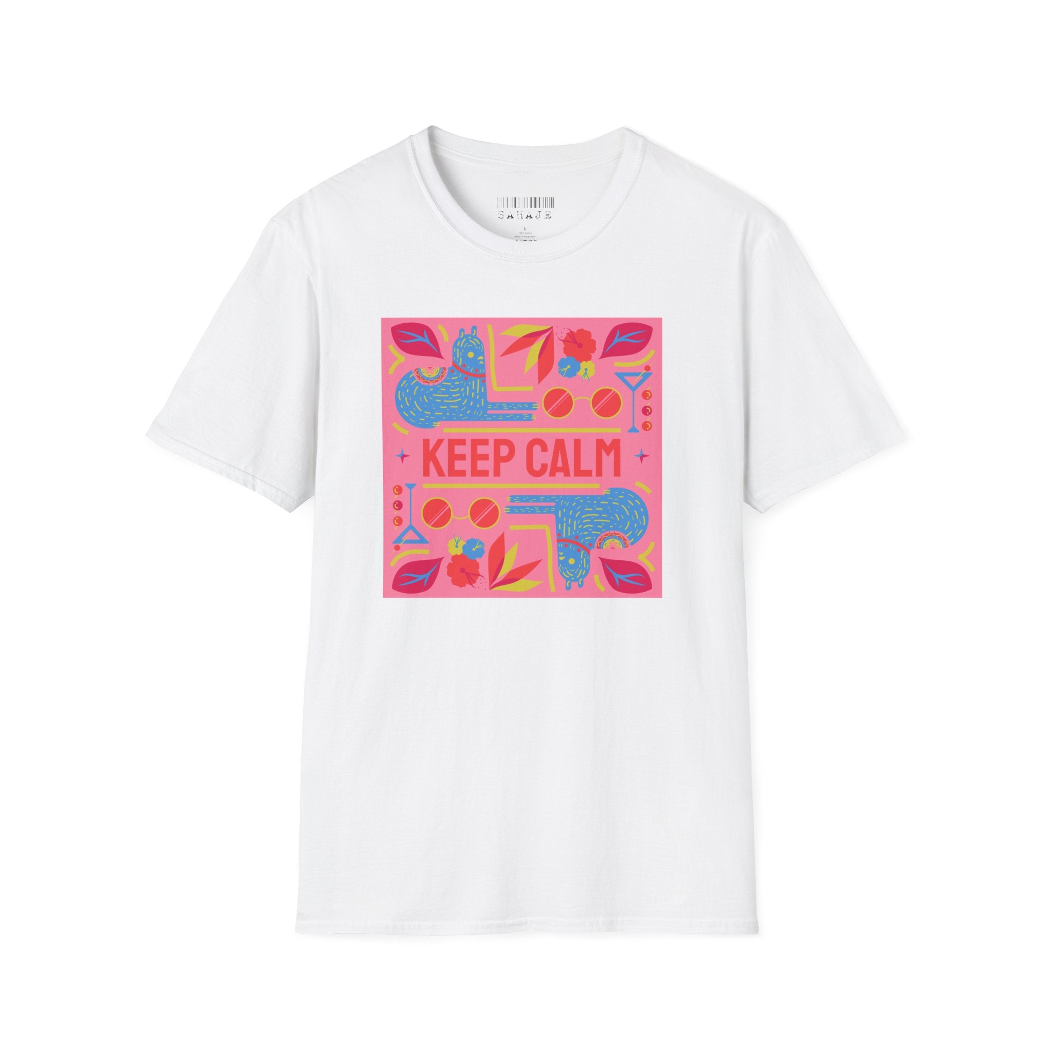 Keep Calm Retro Floral T-Shirt — Bright Pink Graphic Tee