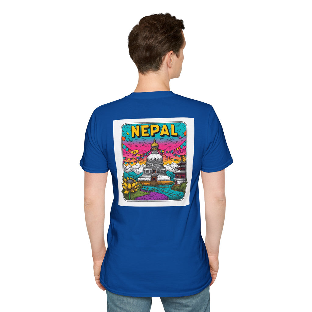 Nepal Graphic T-Shirt — Colorful Stupa Travel Tee