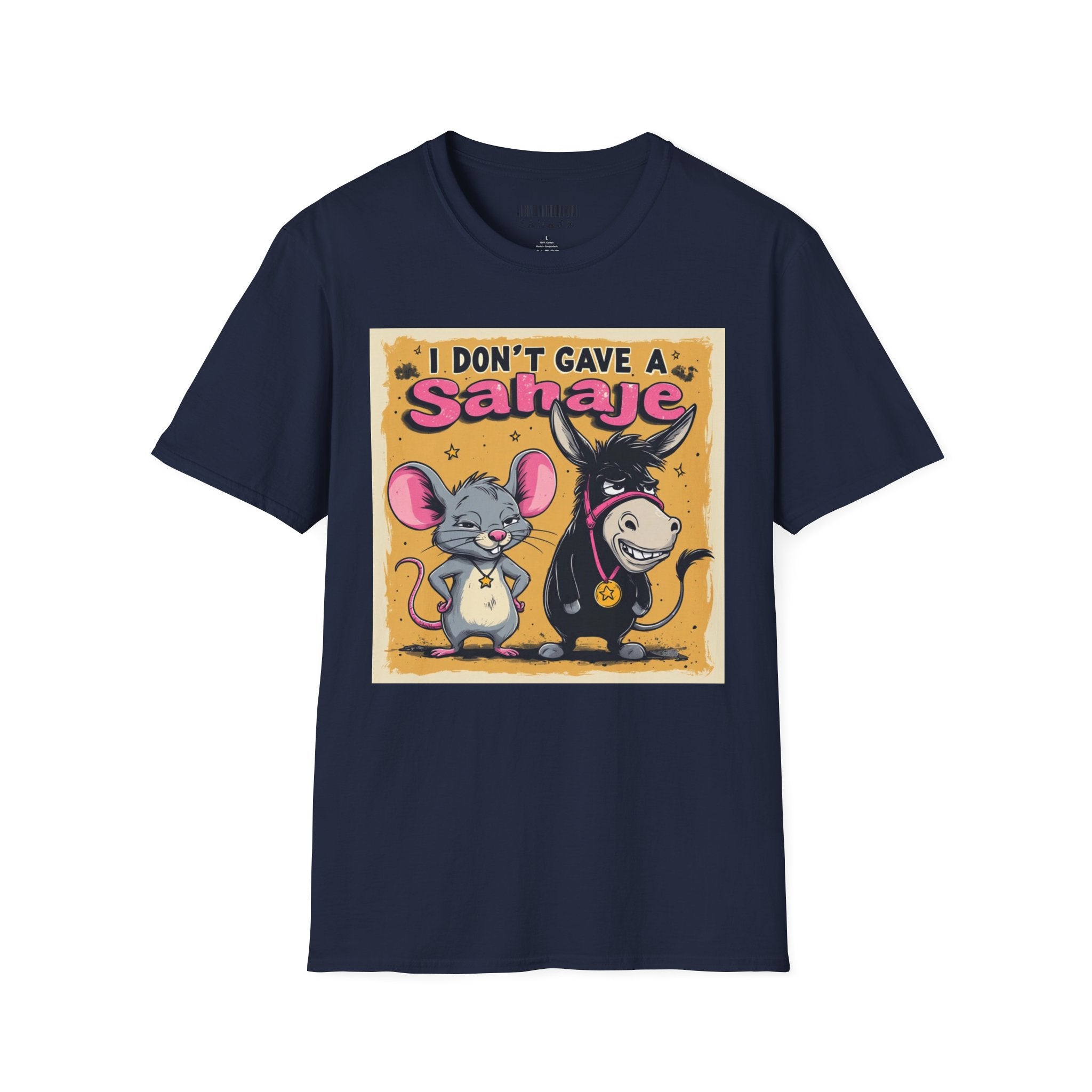 Don’t Give a Satrage T-Shirt — Funny Mouse & Donkey Cartoon Tee