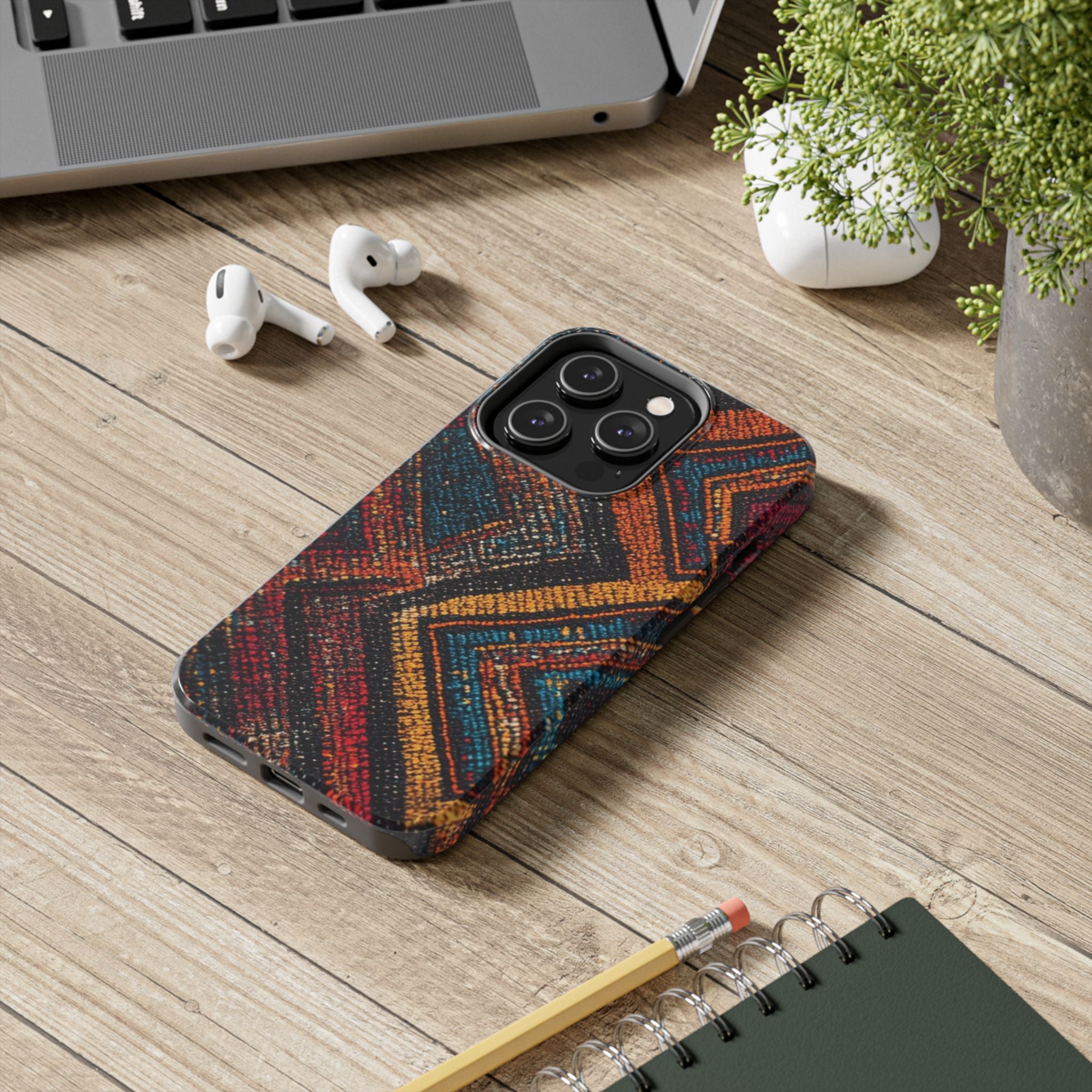 Tough Phone Case — Boho Geometric Rug Pattern, Protective iPhone Cover