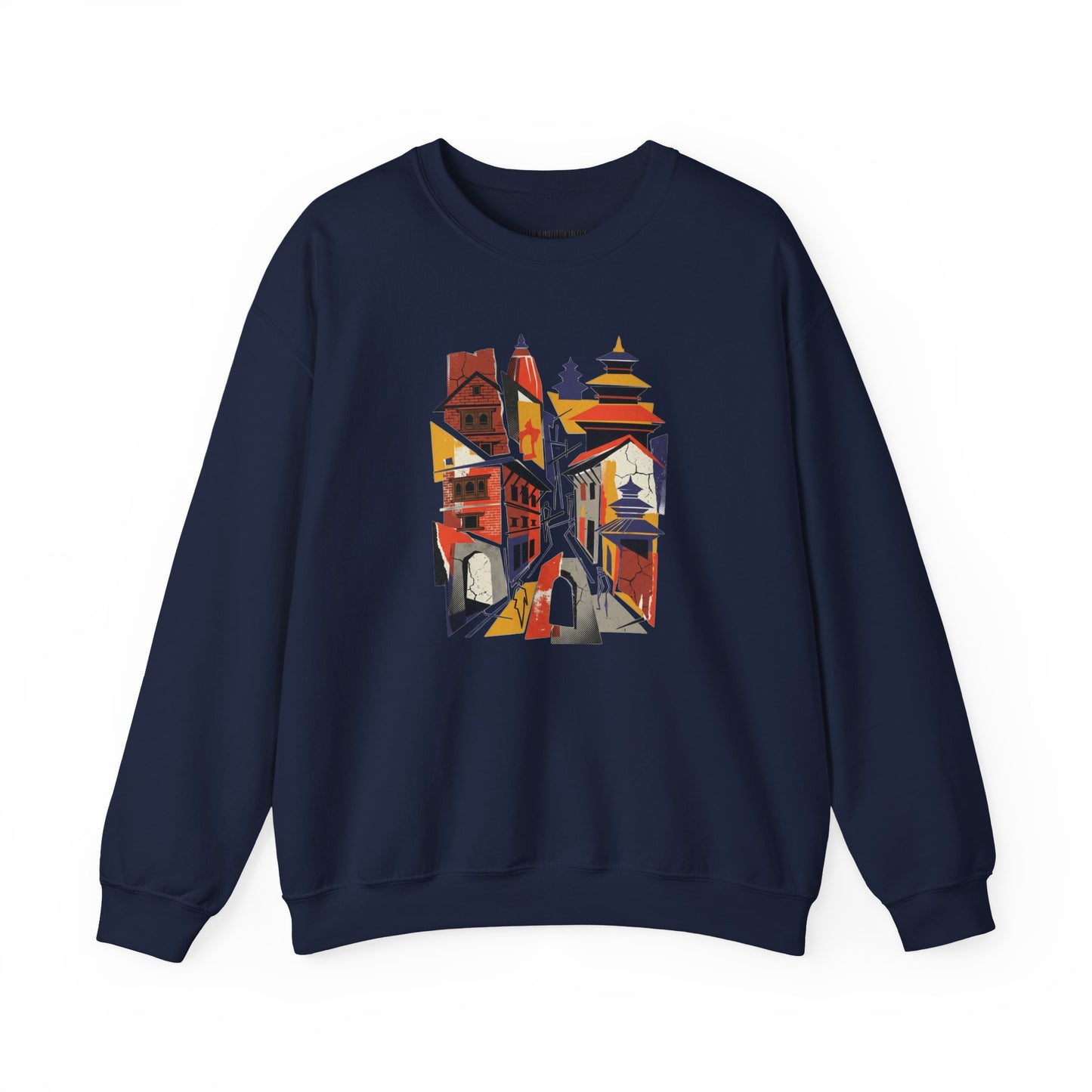 Crewneck Sweatshirt — Abstract Cityscape Graphic (Colorful Architectural Illustration)