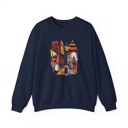 Crewneck Sweatshirt — Abstract Cityscape Graphic (Colorful Architectural Illustration)