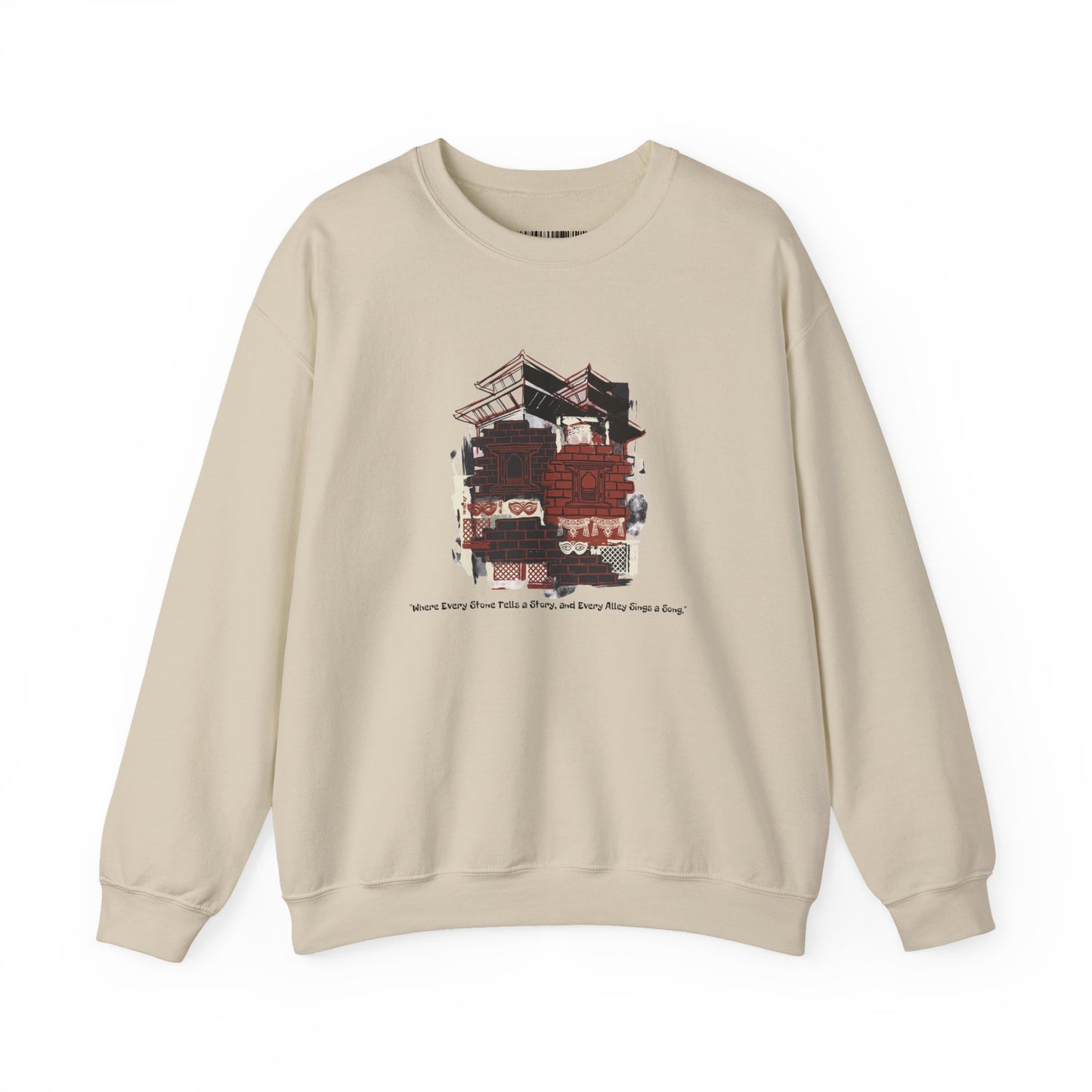 Crewneck Sweatshirt — Cozy Vintage Cabin Illustration with Quote
