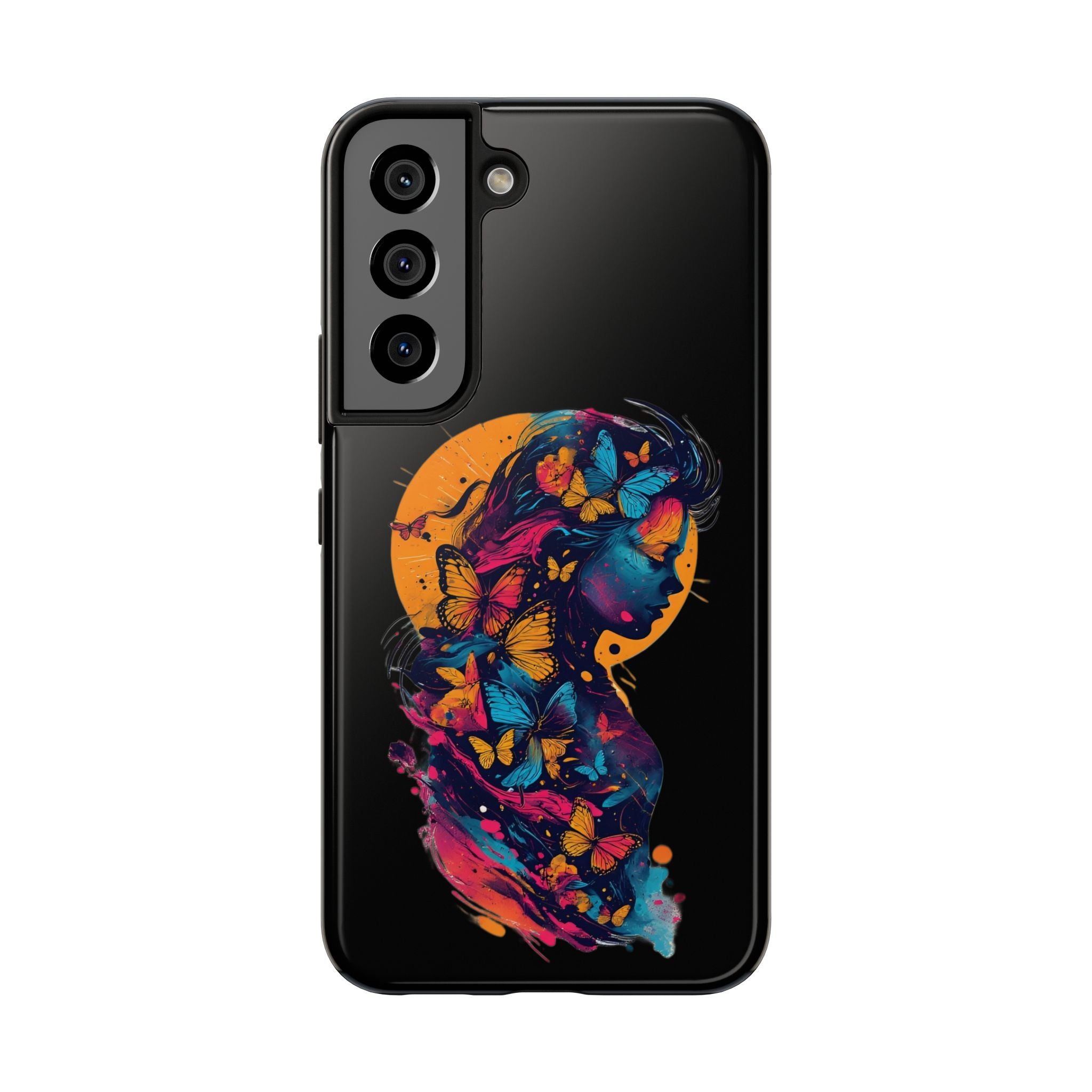 Butterfly Silhouette Tough Phone Case — Colorful Woman Art Protective Cover