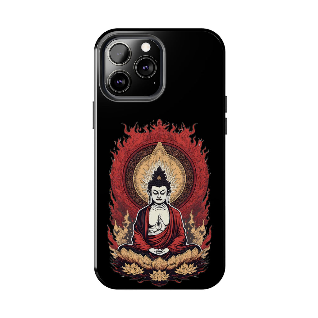 Buddha Meditation Tough Phone Case — Flame Halo Lotus Spiritual Protective Cover