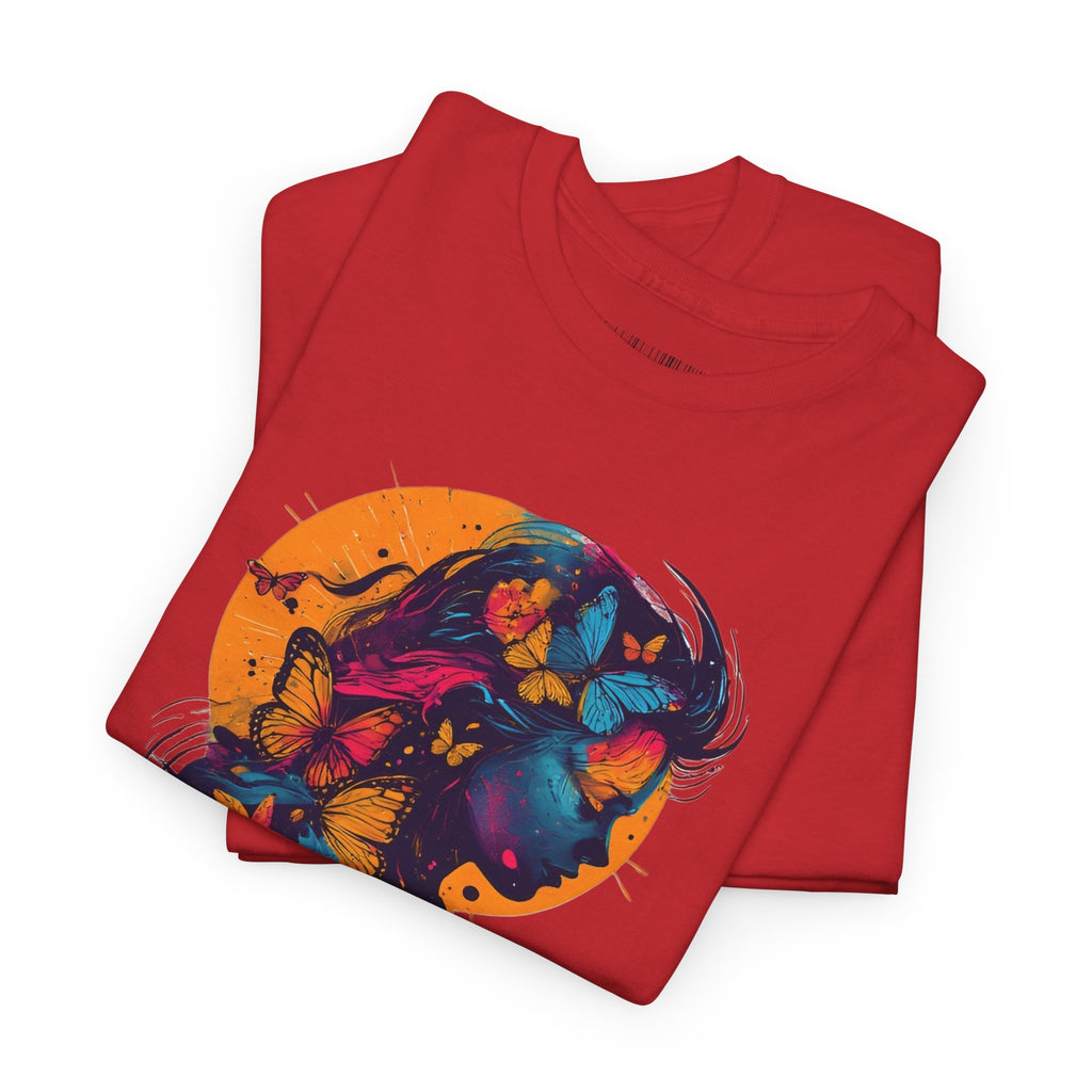 Butterfly Silhouette Graphic Tee — Colorful Maternity Profile Design