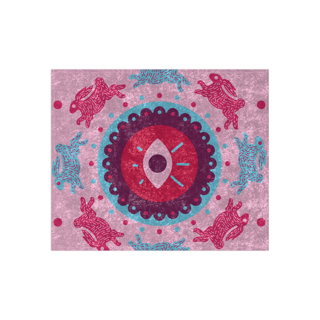 Crushed Velvet Blanket — Mystical Eye & Rabbit Medallion Throw