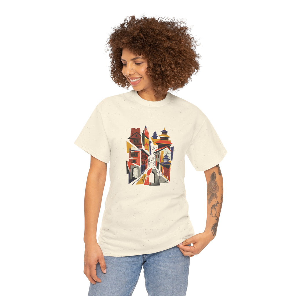 Cityscape Abstract Tee — Colorful Urban Architecture Graphic T‑Shirt