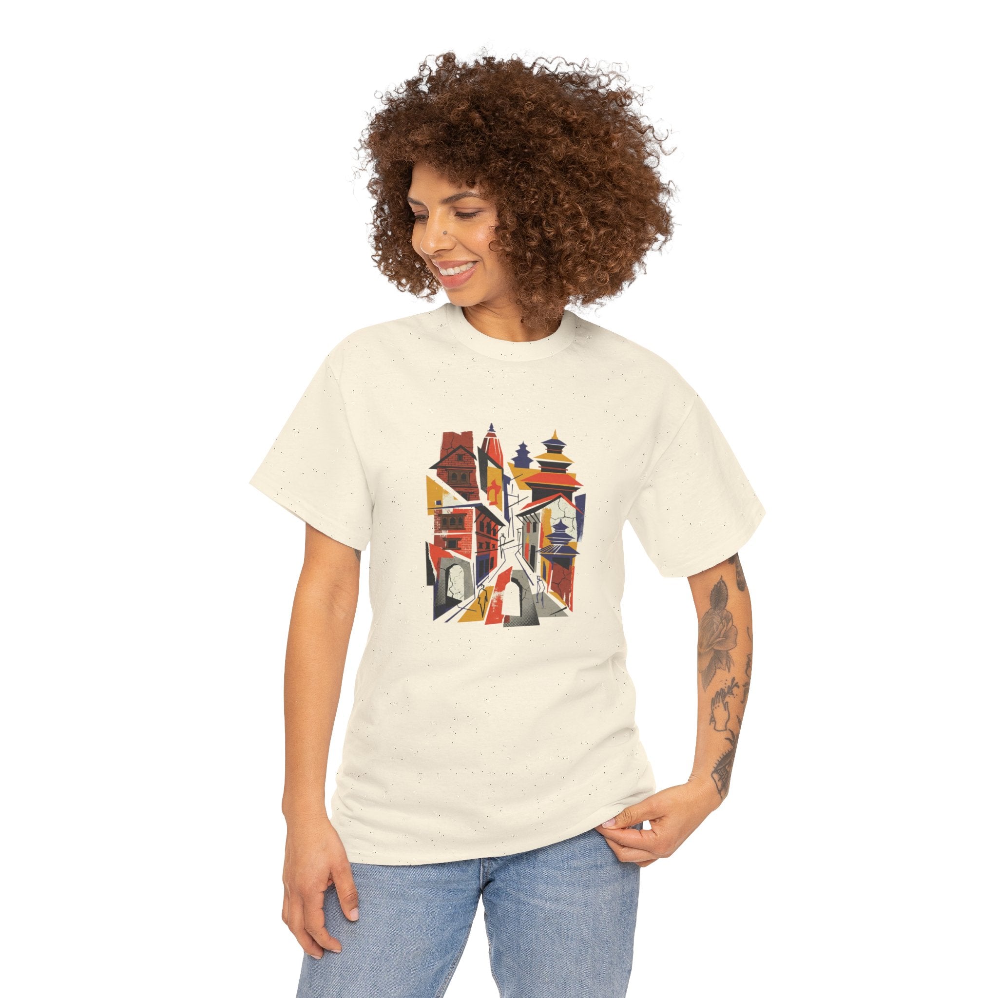 Cityscape Abstract Tee — Colorful Urban Architecture Graphic T‑Shirt