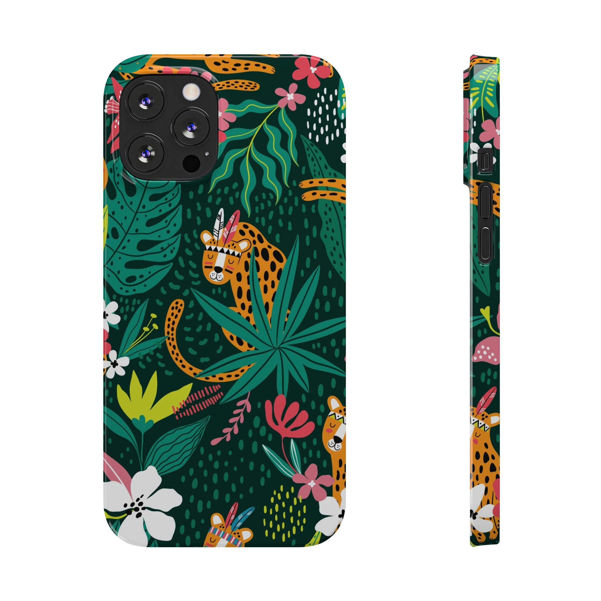 Slim Phone Case — Tropical Jungle Leopard Floral Pattern (Slim Protective Phone Cover)