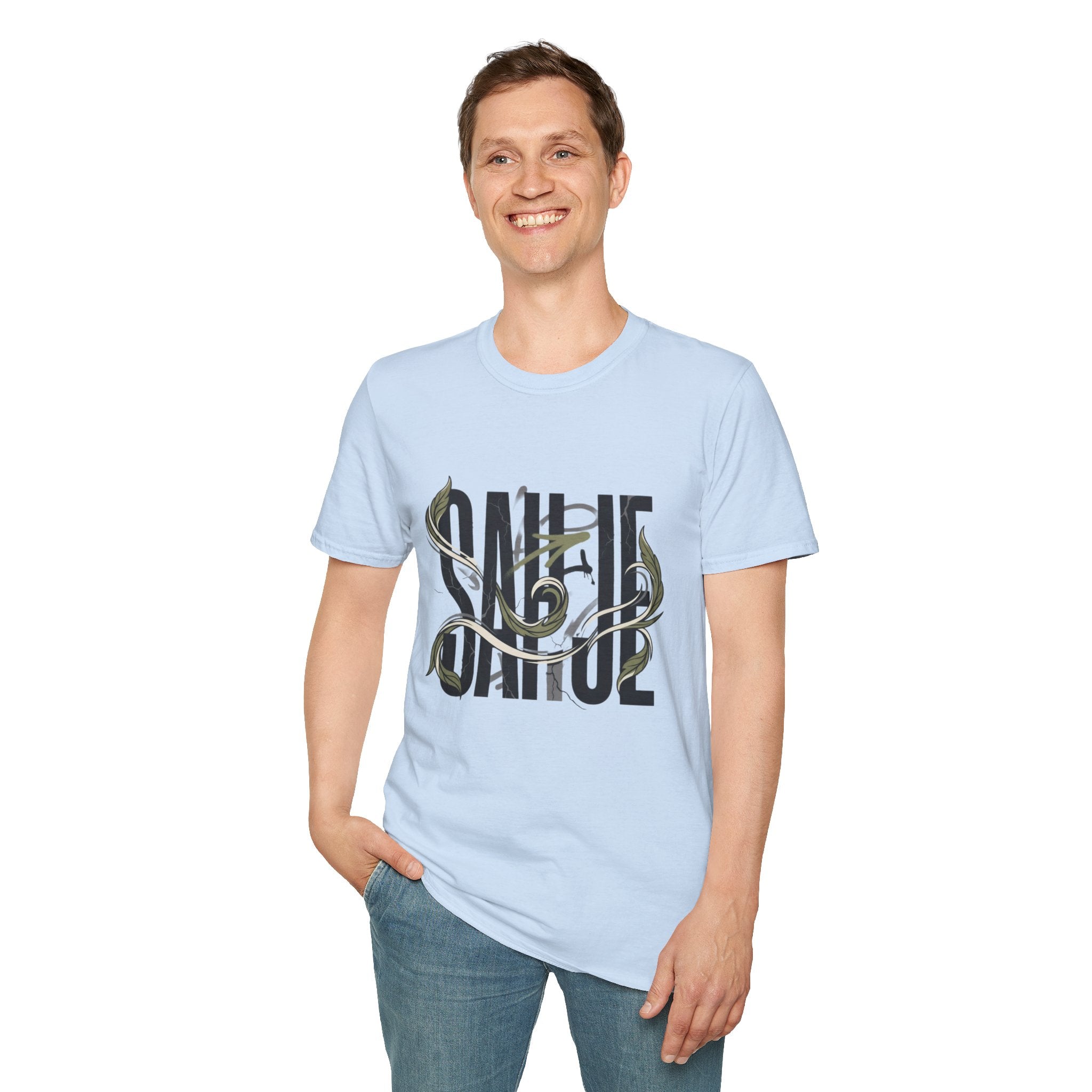 Saurus Graphic T-Shirt — Retro Block Lettering with Snake Illustration