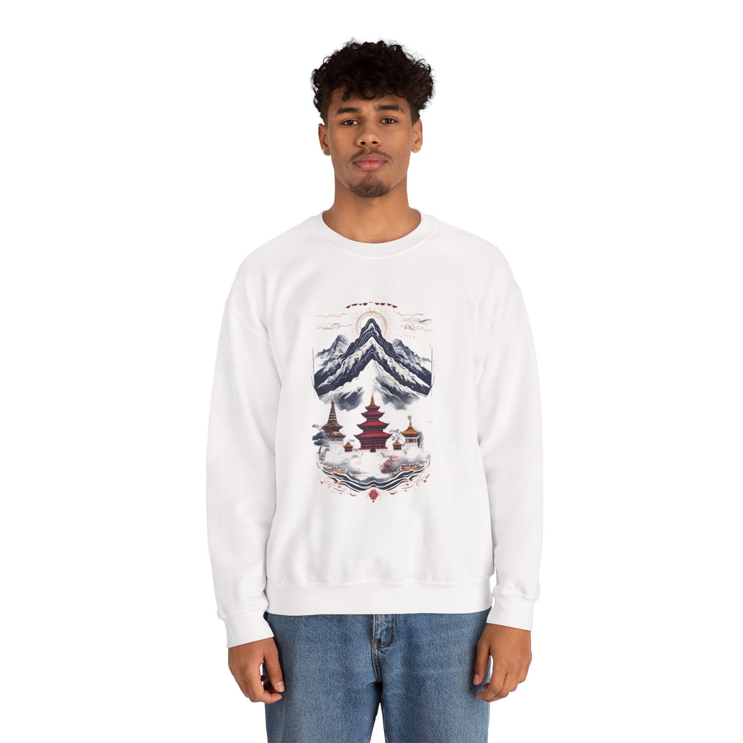 Japanese Mountain Pagoda Crewneck Sweatshirt