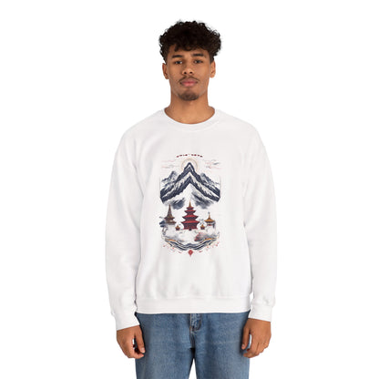 Japanese Mountain Pagoda Crewneck Sweatshirt