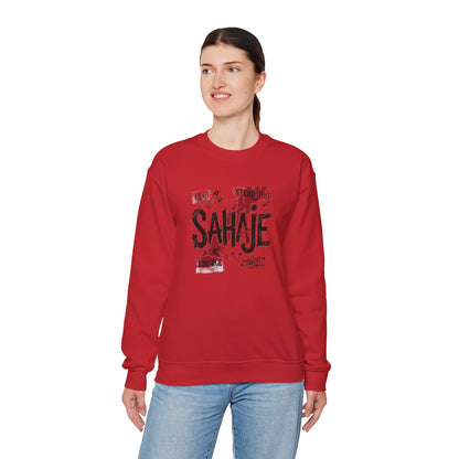 Crewneck Sweatshirt — 'Sahaje' Distressed Script Graphic